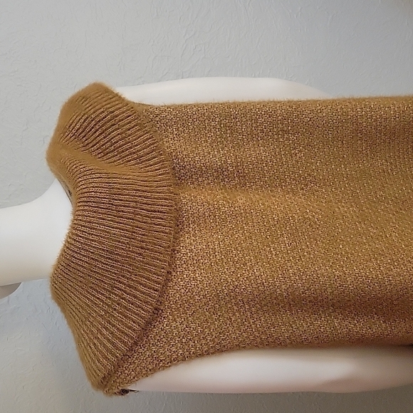 Vtg Camel Brown Shaggy Eyelash Knit One Button Sweater Waistcoat Vest - Picture 8 of 11
